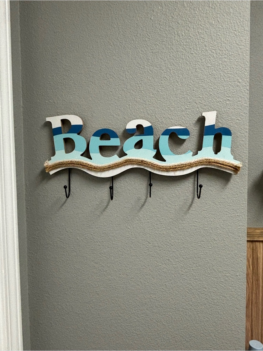 Beach Word Wall Hook Sign in Blue and White